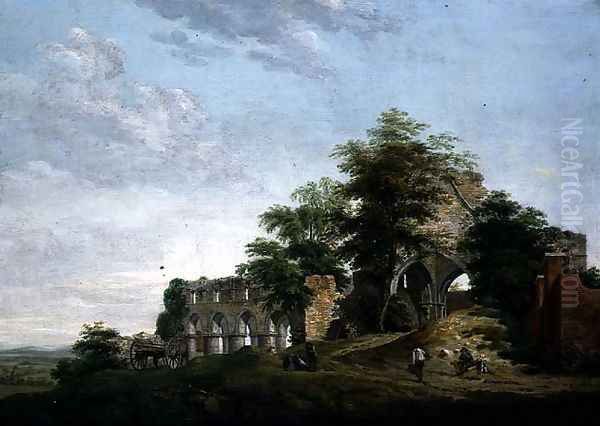 Ruins of Buildwas Abbey, 1770 Oil Painting by Michael Angelo Rooker