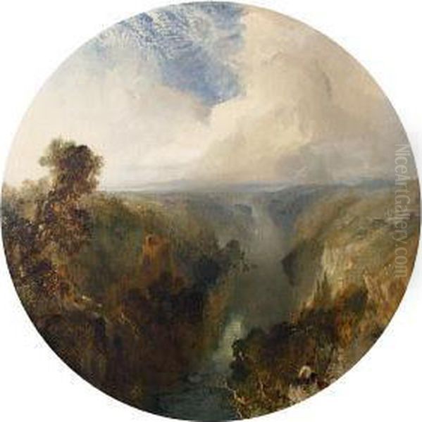 A Rocky Gorge Oil Painting by Edmund John Niemann, Snr.