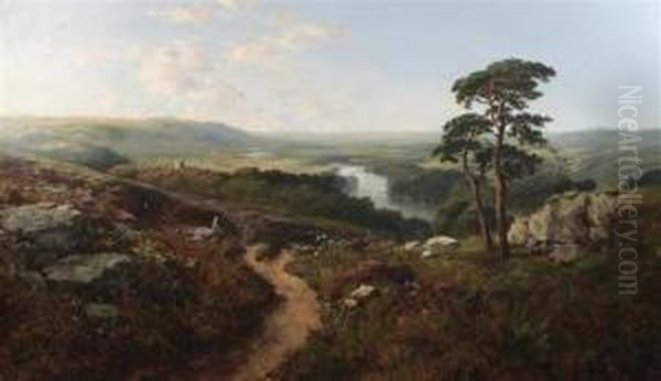 Ure Valley, Tanfield, Yorks Oil Painting by Edmund John Niemann, Snr.