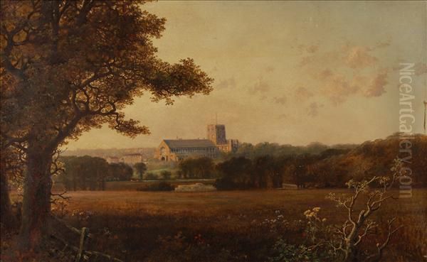 Distant Viewof St Albans Oil Painting by Edmund John Niemann, Snr.