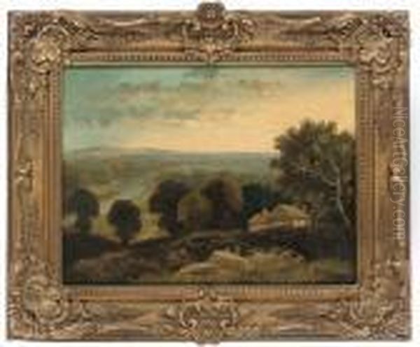 The Thames Valley Oil Painting by Edmund John Niemann, Snr.