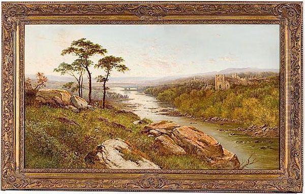 Castle Landscape Oil Painting by Edmund John Niemann, Snr.