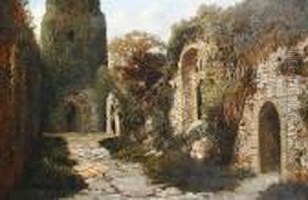 Church Ruins Oil Painting by Edmund John Niemann, Snr.