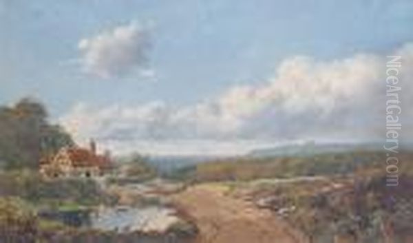 Cottage In A Moorland Landscape, And Another Oil Painting by Edmund John Niemann, Snr.