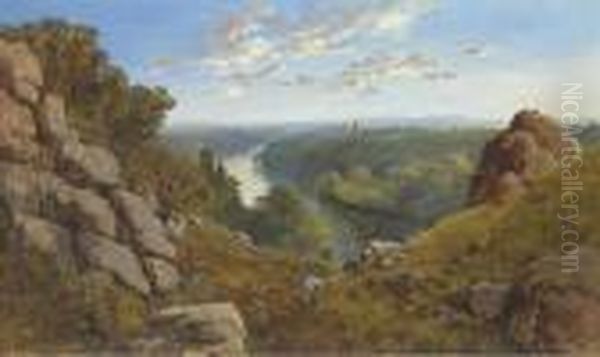 On The Wharfe Oil Painting by Edmund John Niemann, Snr.