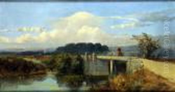 The Rustic Bridge Oil Painting by Edmund John Niemann, Snr.