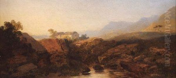 Mountainous Landscape With Cottage Oil Painting by Edmund John Niemann, Snr.