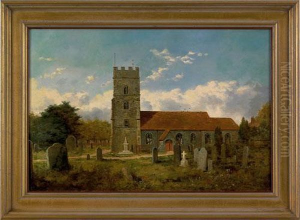 Rainham Church Kent Oil Painting by Edmund John Niemann, Snr.