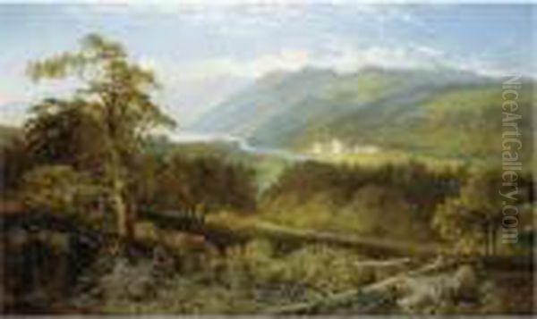 A View Of Taymouth Castle On Loch Tay Oil Painting by Edmund John Niemann, Snr.