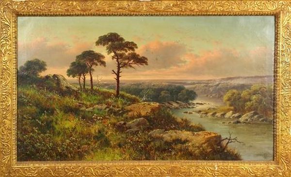 Paesaggio Fluviale Al Tramonto Oil Painting by Edmund John Niemann, Snr.