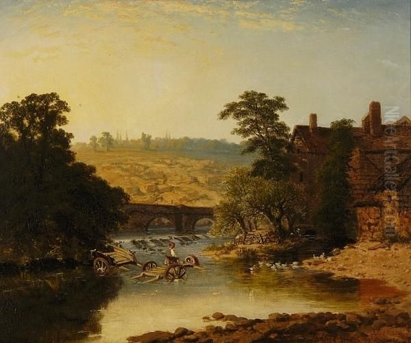 Ludford Bridge, Salop Oil Painting by Edmund John Niemann, Snr.