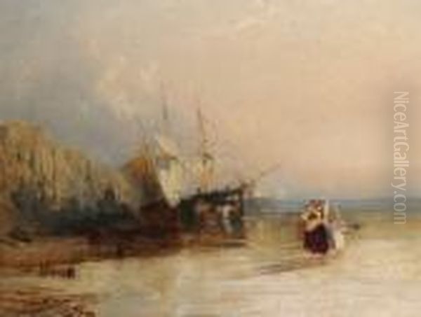 Unloading The Cargo Oil Painting by Edmund John Niemann, Snr.