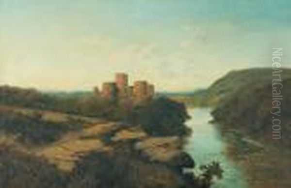 Richmond Castle. Oil Painting by Edmund John Niemann, Snr.