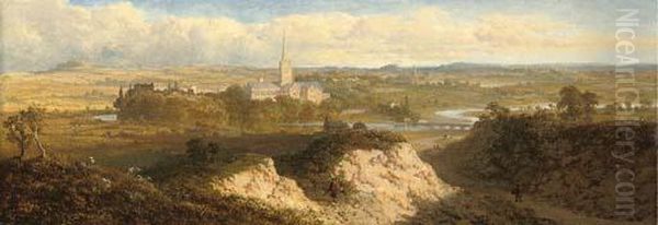 Sarum, Near Salisbury Oil Painting by Edmund John Niemann, Snr.