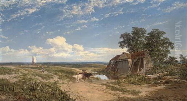 Near Missenden, Buckinghamshire Oil Painting by Edmund John Niemann, Snr.