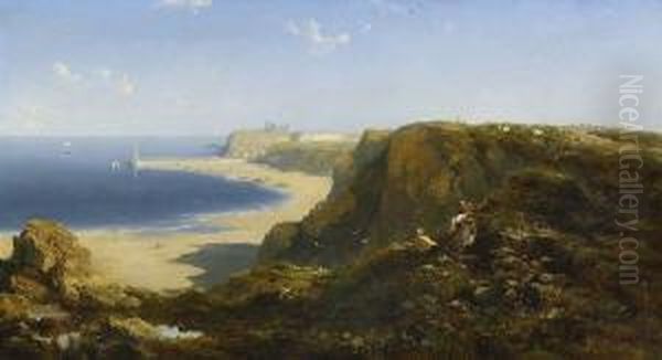 Kustenlandschaft Bie Whitby, North
 Yorkshire. Oil Painting by Edmund John Niemann, Snr.