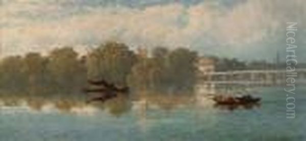 The Thames At Putney Oil Painting by Edmund John Niemann, Snr.