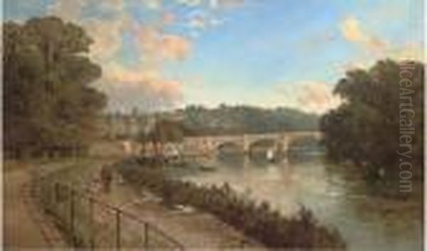 Richmond-on-thames, Surrey Oil Painting by Edmund John Niemann, Snr.