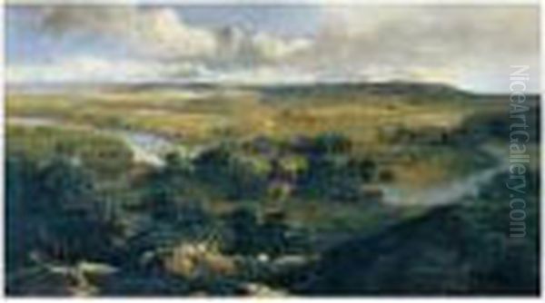 View Over Streatley And Goring Oil Painting by Edmund John Niemann, Snr.