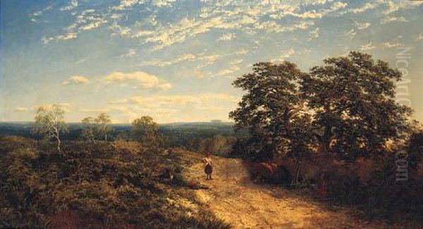 On Pauls Cray Common, Chislehurst, Kent Oil Painting by Edmund John Niemann, Snr.