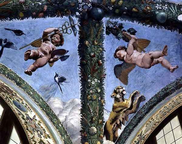 Putti from the Loggia of Cupid and Psyche, 1510-17 Oil Painting by Giulio Romano (Orbetto)