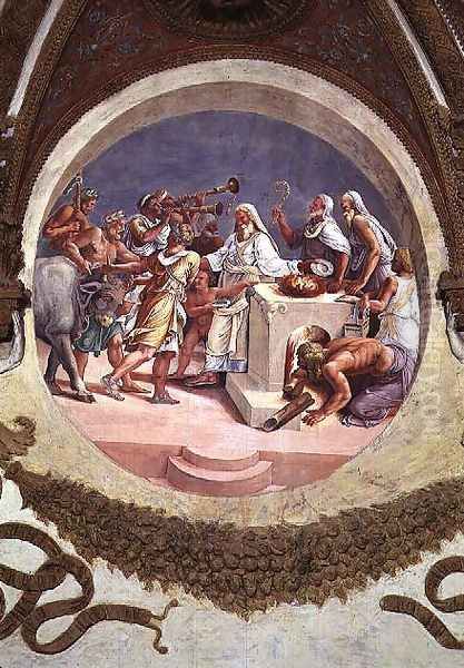 Sacrifice of an Ox, from the Camera dei Venti, 1528 Oil Painting by Giulio Romano (Orbetto)