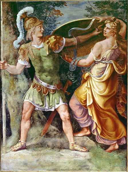 Thetis giving Achilles his arms Oil Painting by Giulio Romano (Orbetto)