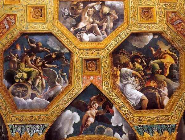 Vaulted ceiling (detail) 4 Oil Painting by Giulio Romano (Orbetto)