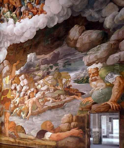 Fresco on the south wall (detail) 3 Oil Painting by Giulio Romano (Orbetto)