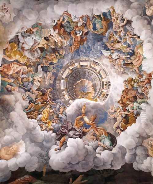 Vault The Assembly of Gods around Jupiter's Throne Oil Painting by Giulio Romano (Orbetto)