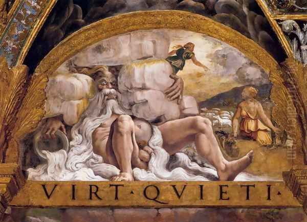 Psyche's Second Task (River Deity) Oil Painting by Giulio Romano (Orbetto)