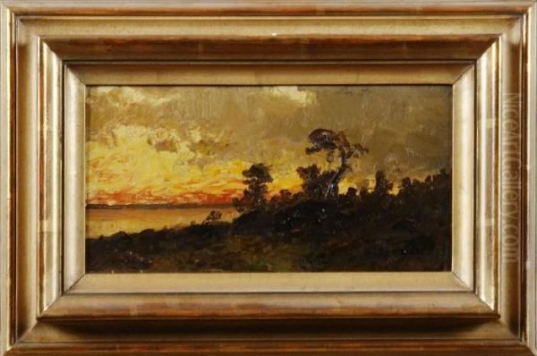 Solnedgang Oil Painting by Severin Nilson