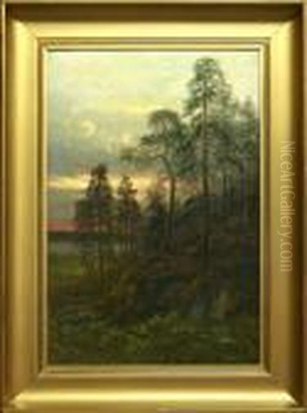 Kvallsskymning Oil Painting by Severin Nilson