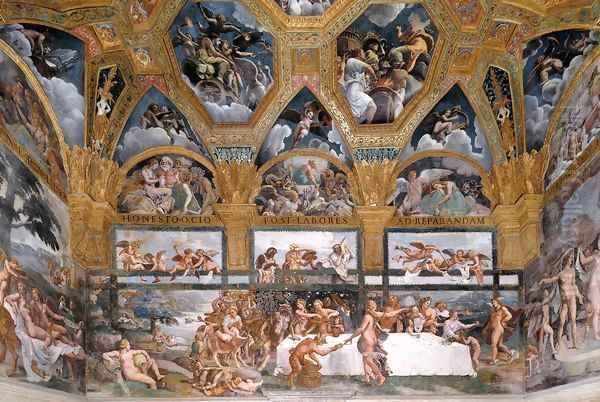 View of the Sala di Psyche (east wall) Oil Painting by Giulio Romano (Orbetto)