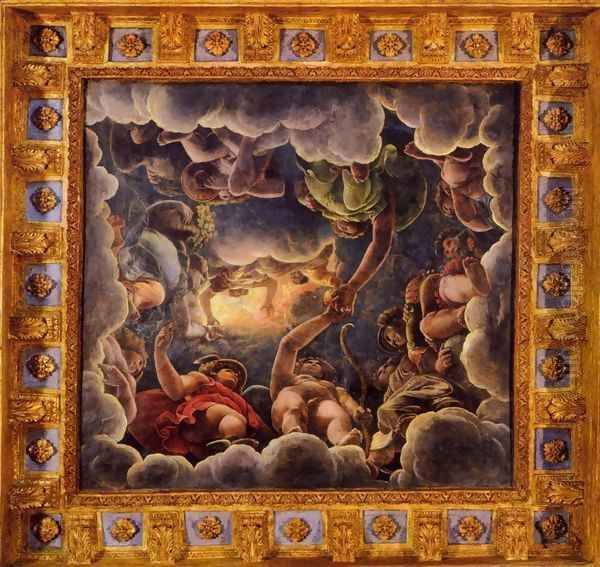 Vaulted ceiling (detail) 2 Oil Painting by Giulio Romano (Orbetto)