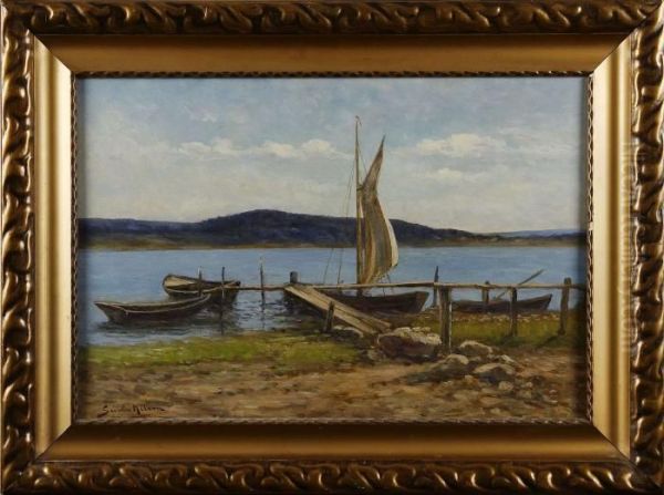 Kustmotiv Med Batar Oil Painting by Severin Nilson