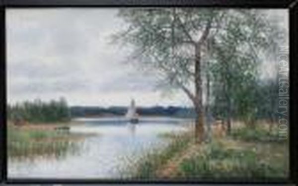 Motiv Fran Waddo Kanal Oil Painting by Severin Nilson