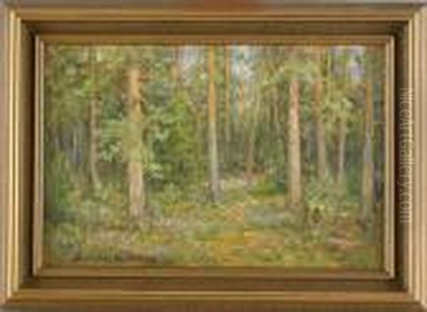 Skogslandskap, Signerad Severin Nilsson Oil Painting by Severin Nilson