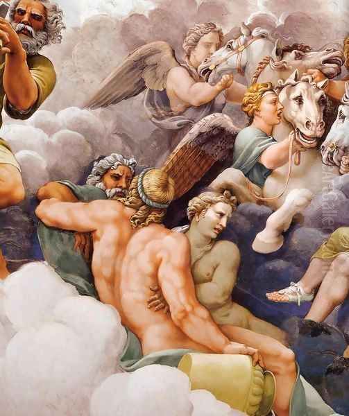 Vault The Assembly of Gods around Jupiter's Throne (detail) 2 Oil Painting by Giulio Romano (Orbetto)