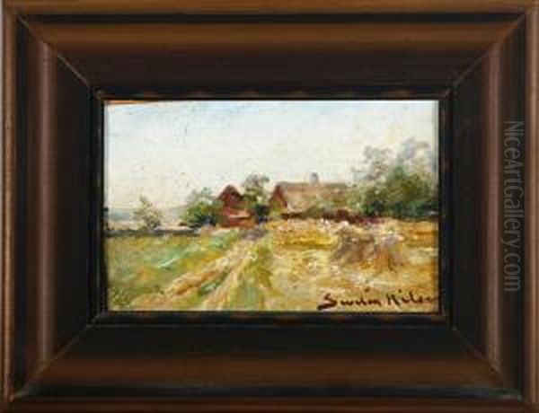 A Landscape Scenery With A Farm Oil Painting by Severin Nilson