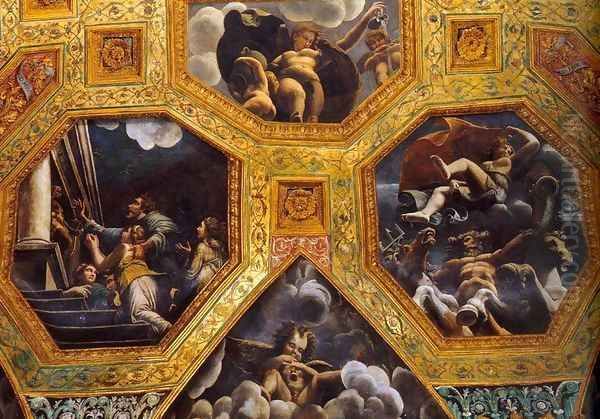 Vaulted ceiling (detail) 5 Oil Painting by Giulio Romano (Orbetto)