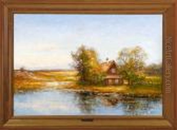 Torpstuga I Tronninge, Halland Oil Painting by Severin Nilson