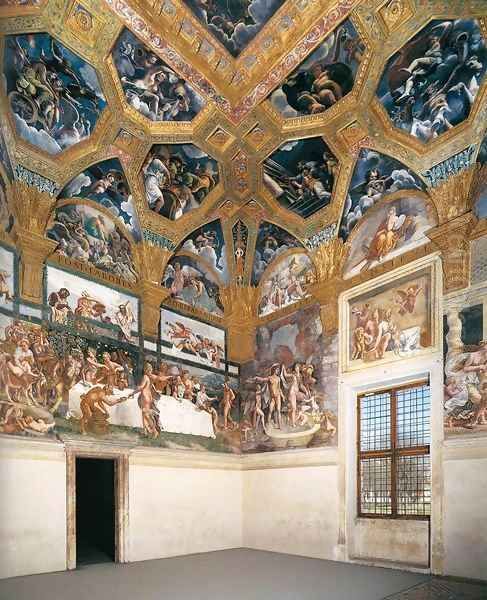 View of the Sala di Psyche (north and east walls) Oil Painting by Giulio Romano (Orbetto)