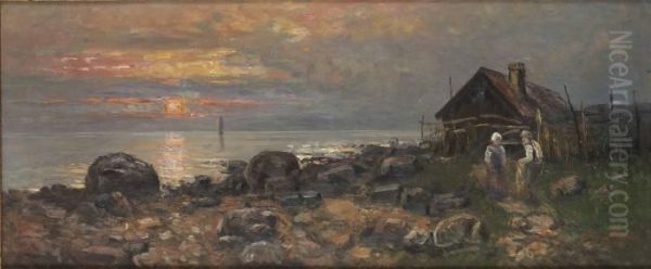 Fiskestuga Vid Havet Oil Painting by Severin Nilson