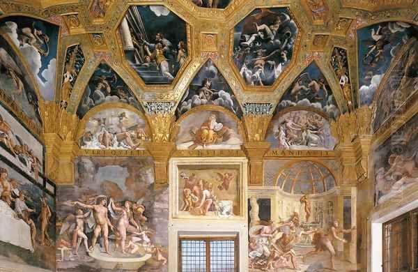 View of the Sala di Psyche (north wall) Oil Painting by Giulio Romano (Orbetto)