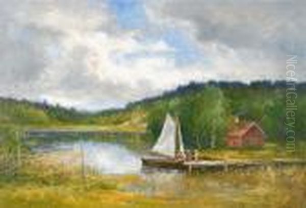 Sommarlandskap Fran Brosjon Oil Painting by Severin Nilson