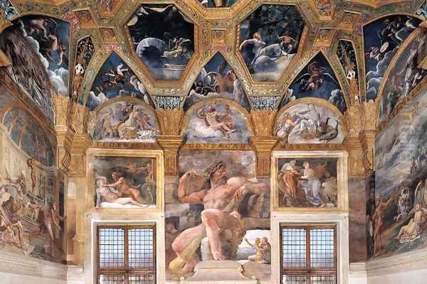 View of the Sala di Psyche (west wall) Oil Painting by Giulio Romano (Orbetto)