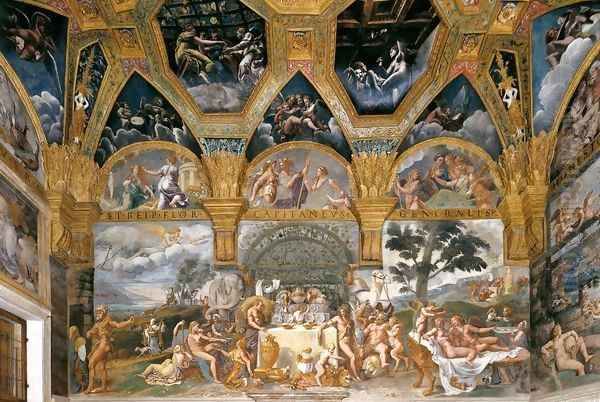 View of the Sala di Psyche (south wall) Oil Painting by Giulio Romano (Orbetto)