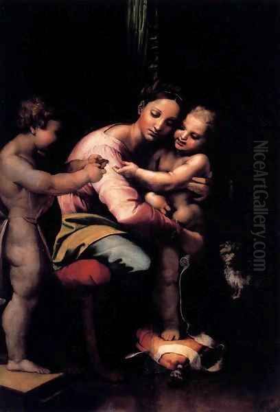 Virgin and Child with the Infant St John Oil Painting by Giulio Romano (Orbetto)