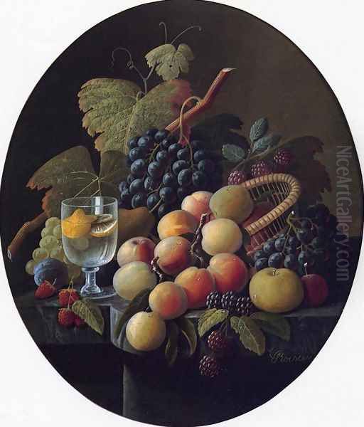 Still Life with Fruit and Wine Glass I Oil Painting by Severin Roesen